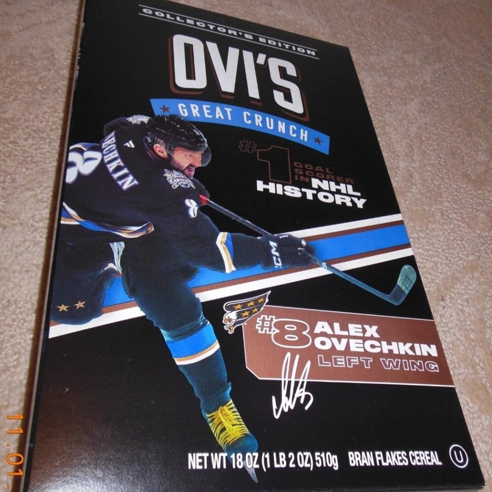 Alex Ovechkin LIMITED EDITION Cereal box Ovi's Great Crunch Washington Capitals